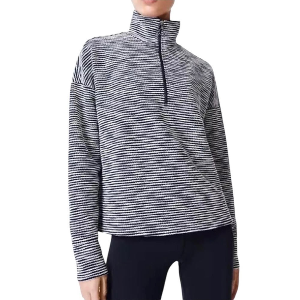 Sweaty Betty | Women’s Black & White Rest Up Half Zip Pullover Sweater ~ Size 4